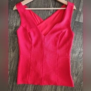 Donna Karan New York Red Orange Crisscross V-Neck Top Size 4
